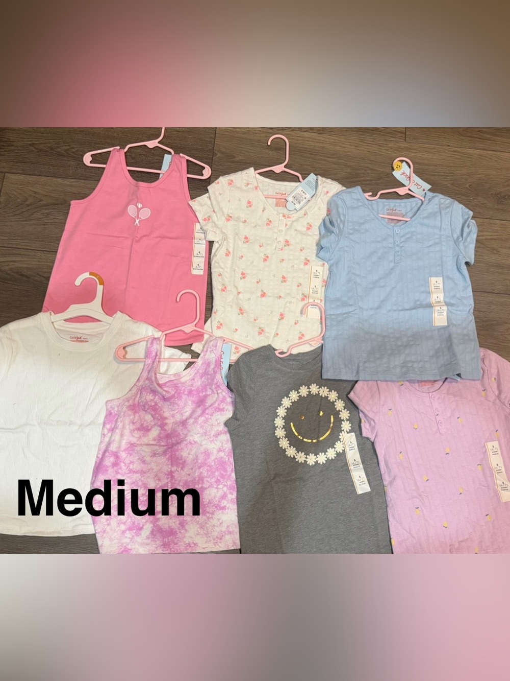 Cat & Jack Girls Tank & Tee Mix - Pink, White, Blue, Gray, Purple small.